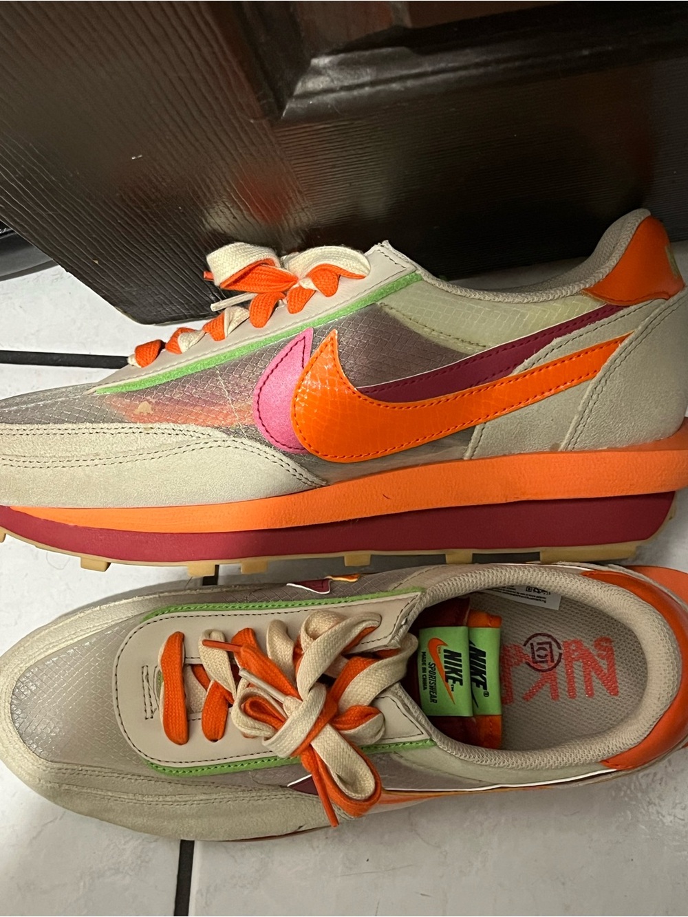 Nike men’s Cream, Orange & Pink Retro Runner Sneakers
